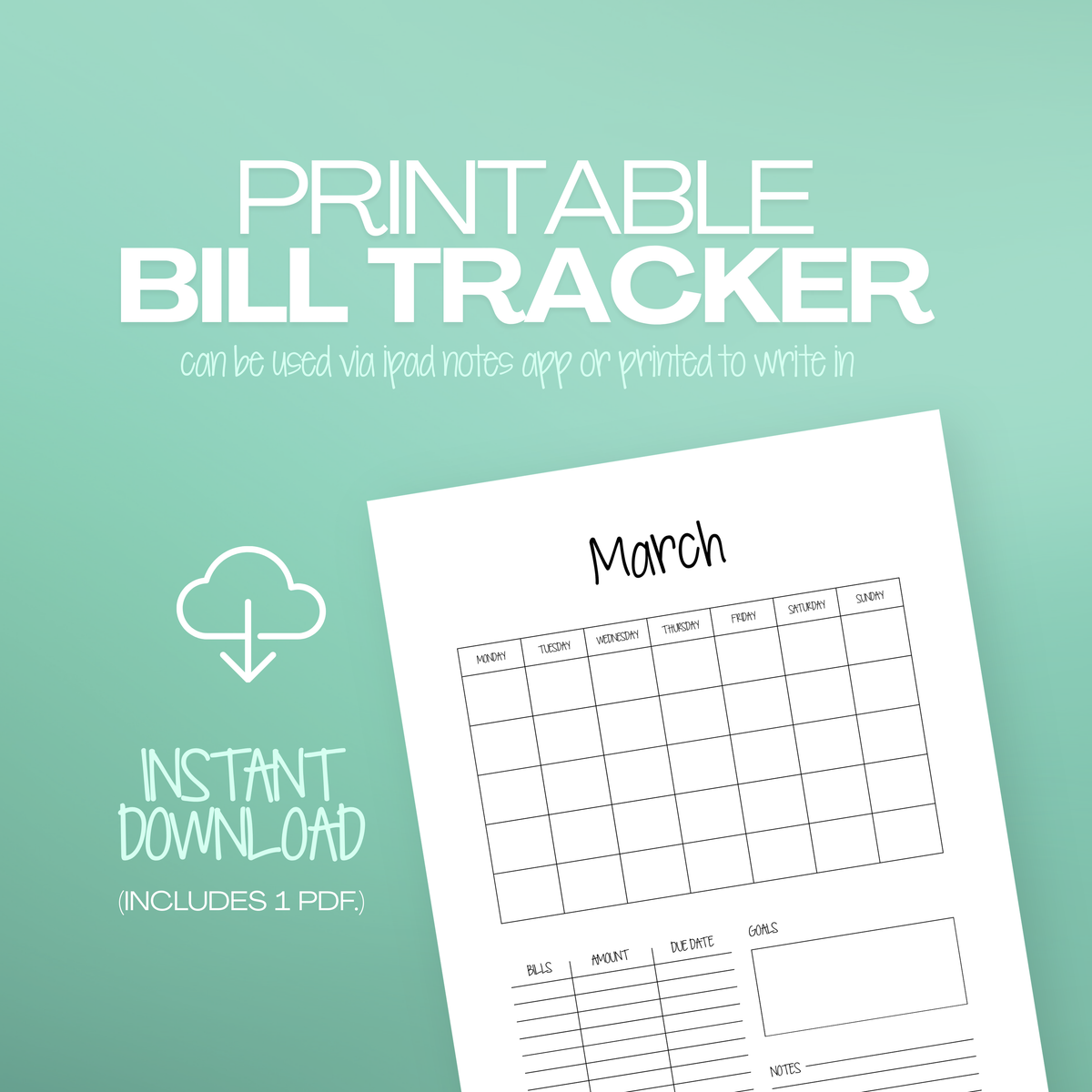 VIRAL Printable Monthly Bill Tracker (Instant Download)