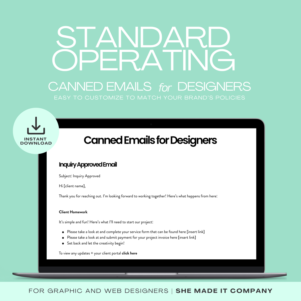 Standard Operating Canned Emails For Designers